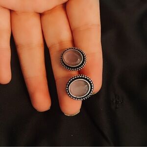 Elegant Silver and Pink Stud Earrings